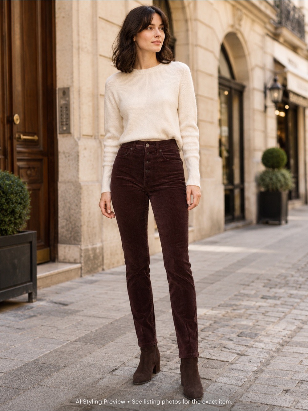 Citizens of Humanity Olivia Corduroy Pants 26 Brown High Rise Slim Ankle